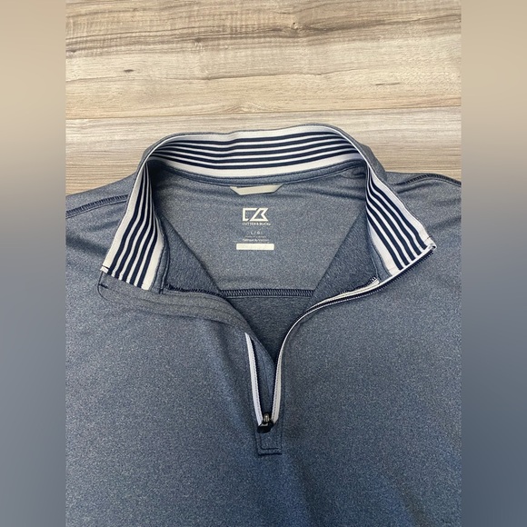 Cutter & Buck Men’s CB DryTec Cotton Navy Blue Quarter Zip Size Large Golf - Picture 2 of 8